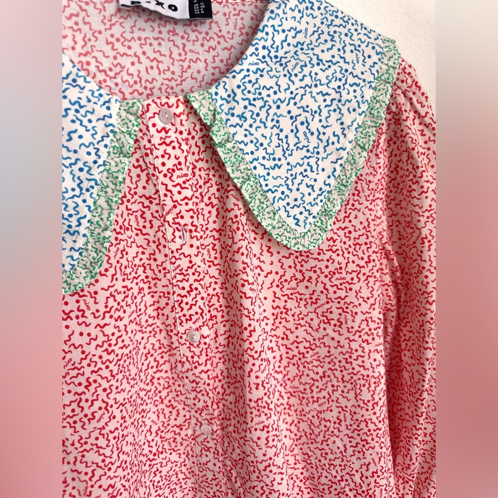 Rixo Misha Squiggle Blouse Frilled Peter Pan Collar Medium US 8 EUC - Picture 6 of 15